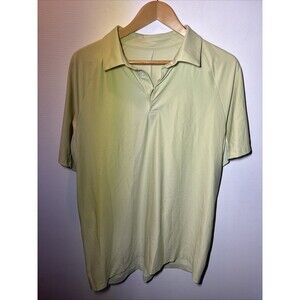 Large Lululemon Polo Shirt Mens Yellow Evolution Easy Buttons Golf Athletic